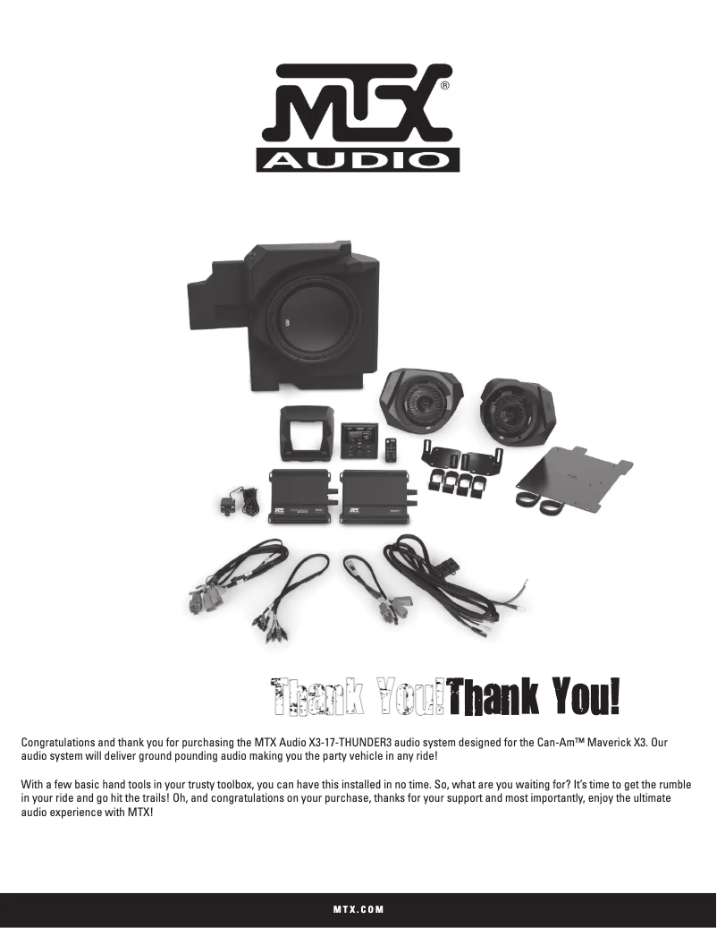 Page 1 de la notice Manuel utilisateur MTX Audio X3-17-THUNDER3