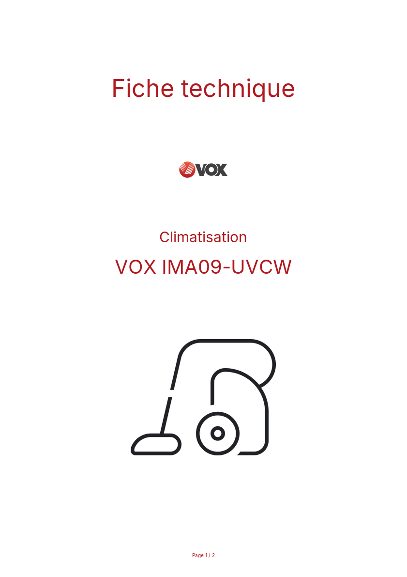 Page n°1 - Fiche technique VOX IMA09-UVCW