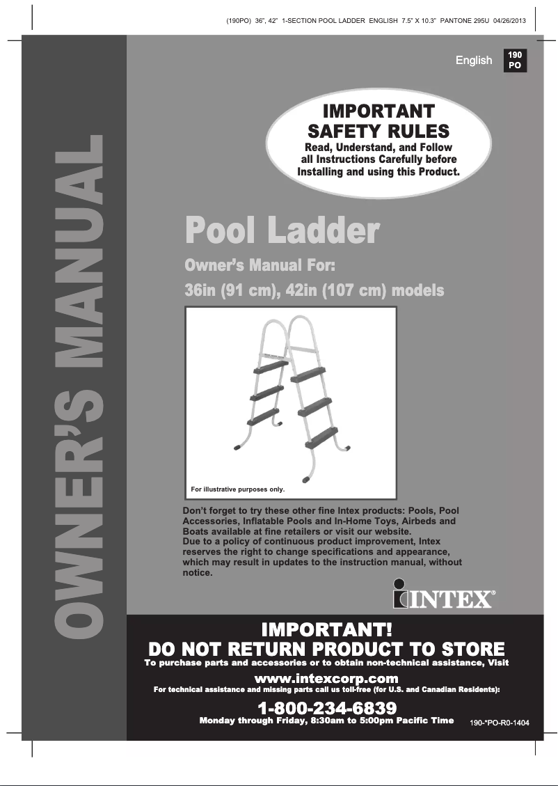 Page 1 de la notice Manuel utilisateur Intex 28060E