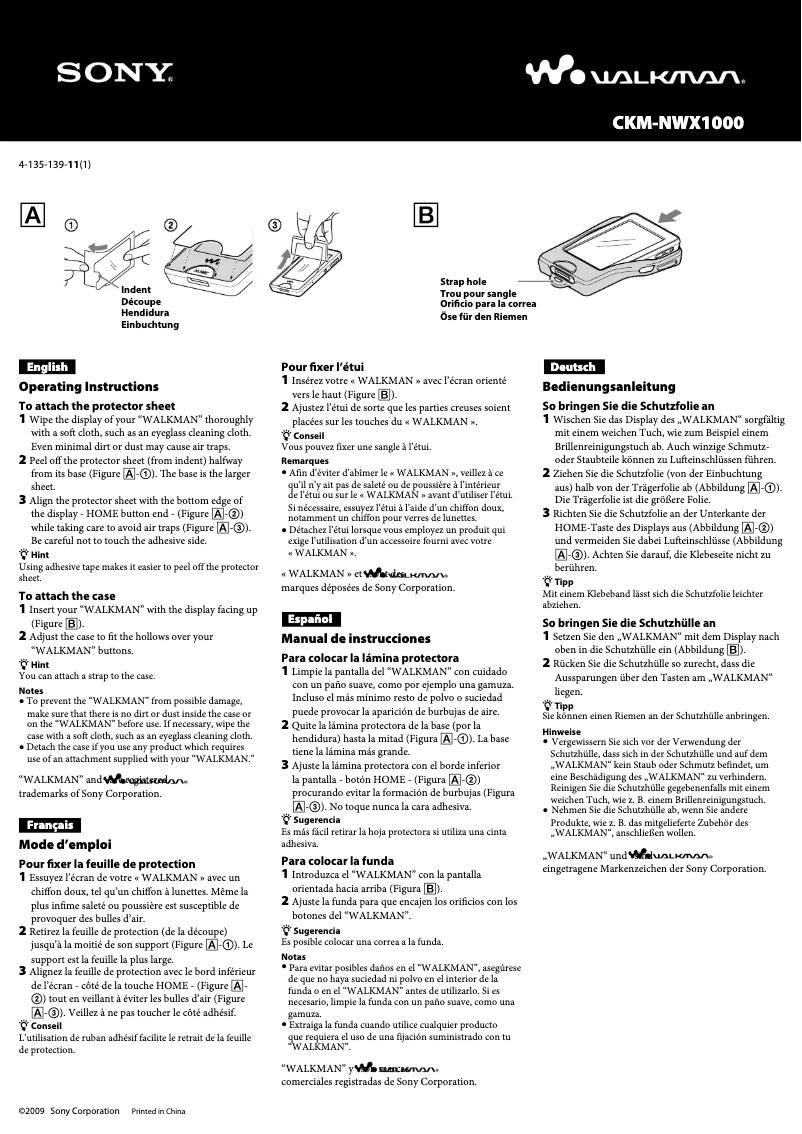 Page n°1 - Manuel utilisateur Sony CKM-NWX1000