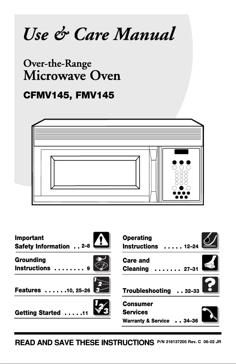 Page n°1 - Manuel utilisateur Frigidaire FMV145BC