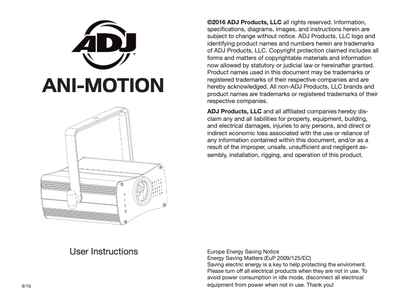 Página 1 del manual Manual de usuario American DJ Ani-Motion