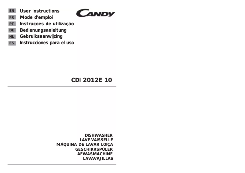 Page n°1 - Manuel utilisateur Candy CDI 2012E10-S