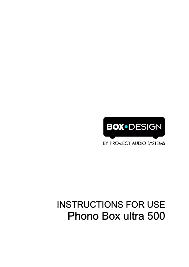 Page 1 de la notice Manuel utilisateur Pro-Ject Phono Box Ultra 500