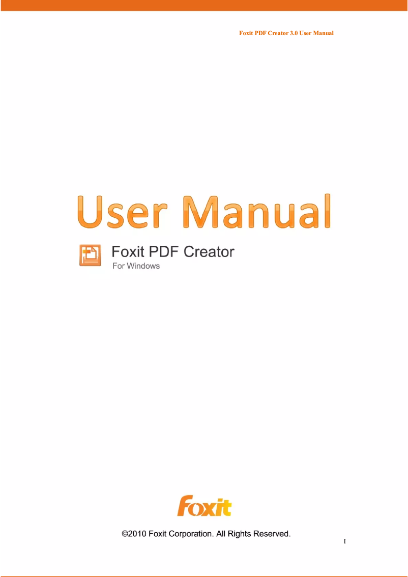 Page 1 de la notice Manuel utilisateur Foxit PDF Creator 3.0