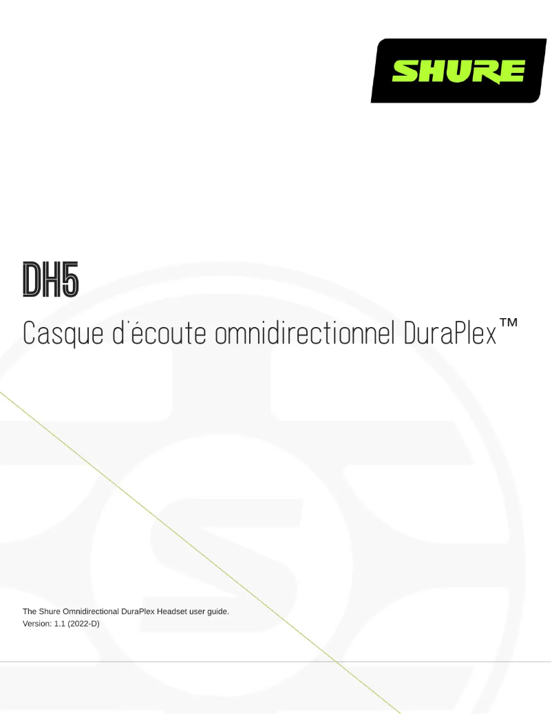 Page 1 de la notice Manuel utilisateur Shure DH5