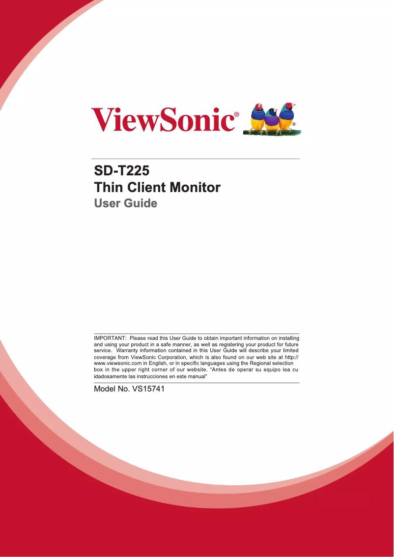 Page 1 de la notice Manuel utilisateur Viewsonic SD-T225