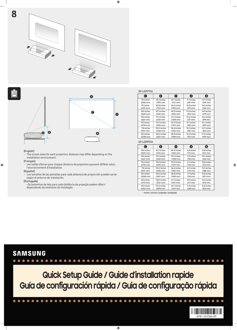 Page 1 de la notice Guide de démarrage rapide Samsung The Premiere LSP9T
