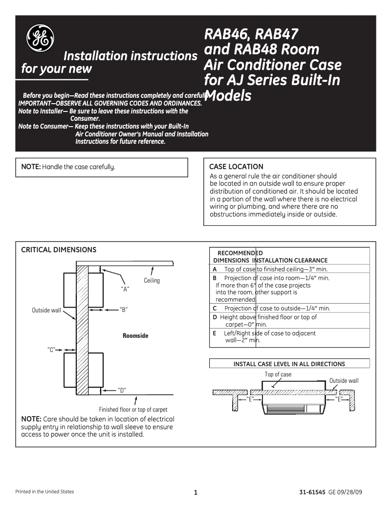 Image de la première page du manuel de l'appareil RAB46A