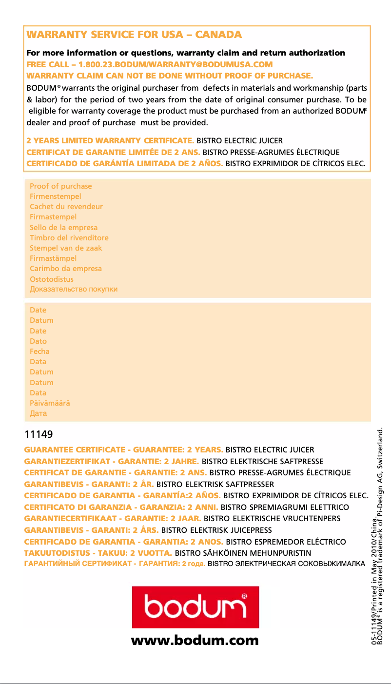 Image de la première page du manuel de l'appareil Bistro 11149