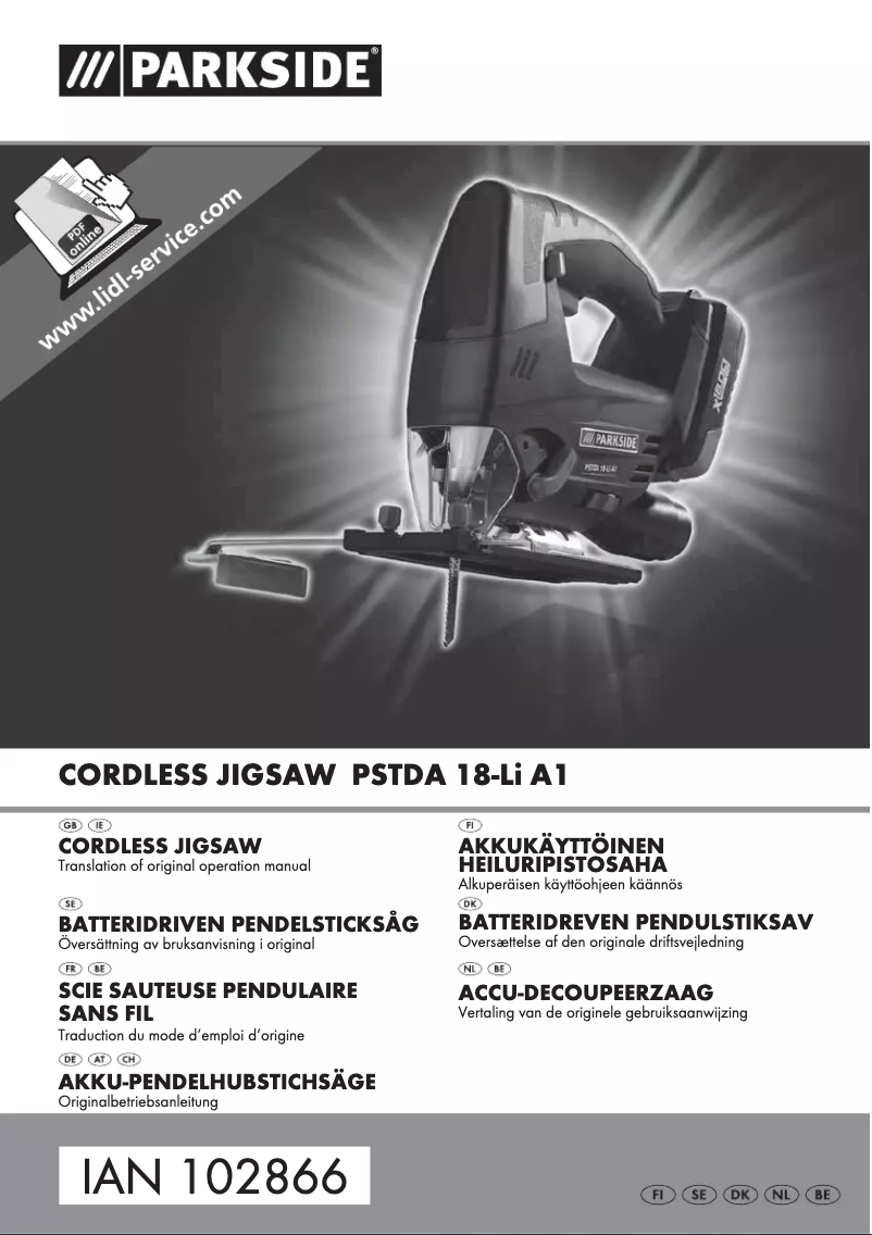 Página 1 del manual Manual de usuario Parkside PSTDA 18-Li A1