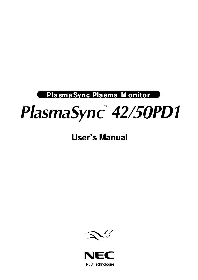 Página 1 del manual Manual de usuario NEC PlasmaSync 50VP1