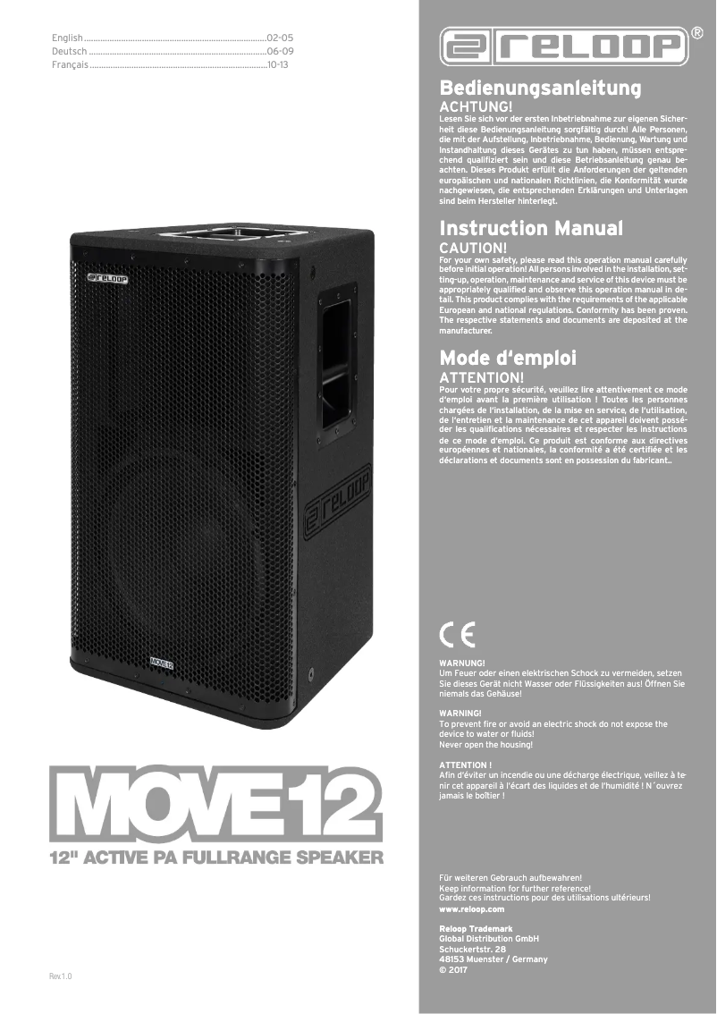Page n°1 - Manuel utilisateur Reloop Move 12