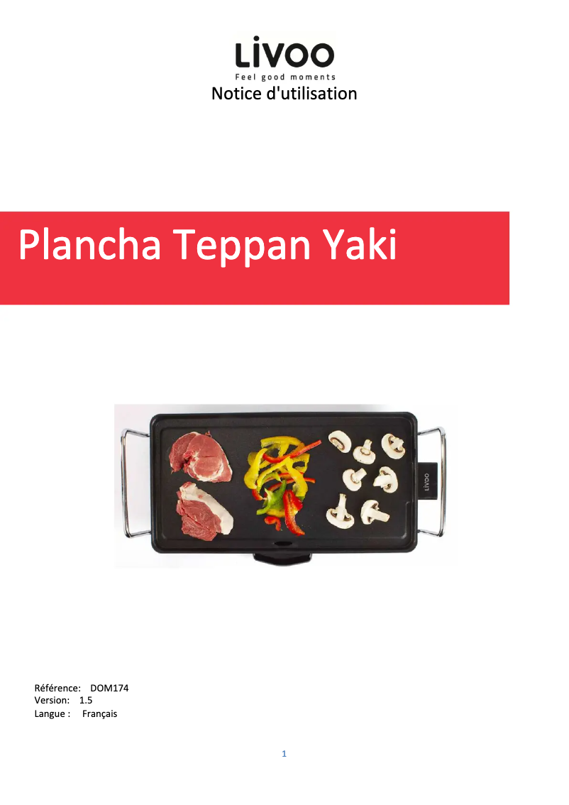 Page n°1 - Manuel utilisateur Livoo DOM174