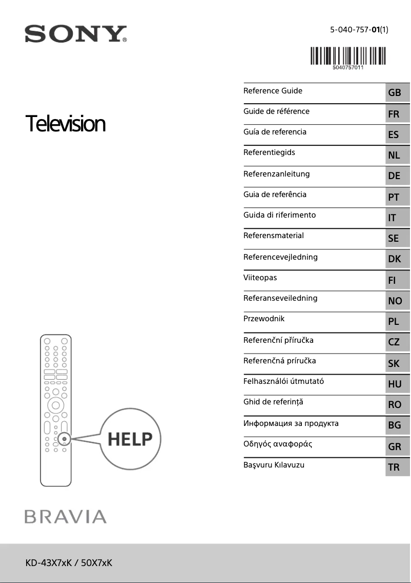 Image de la première page du manuel de l'appareil Bravia KD-50X72KP