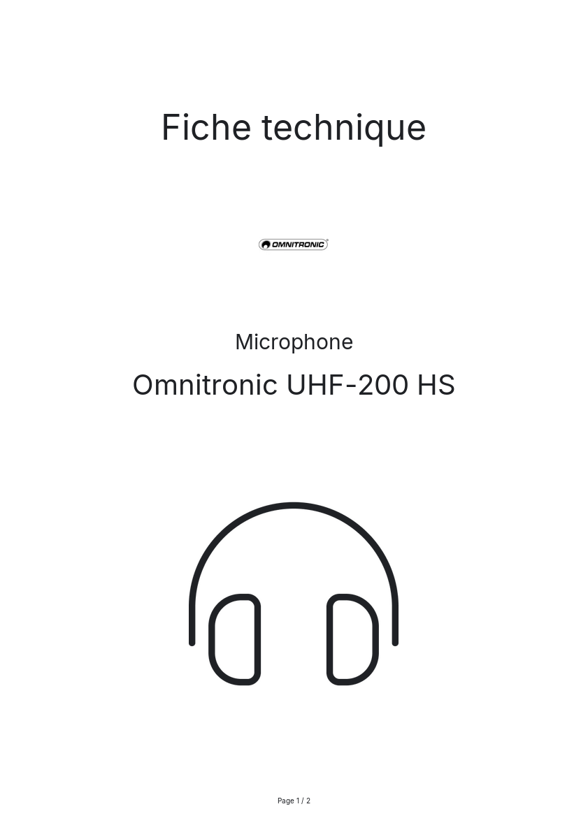 Image de la première page du manuel de l'appareil UHF-200 HS