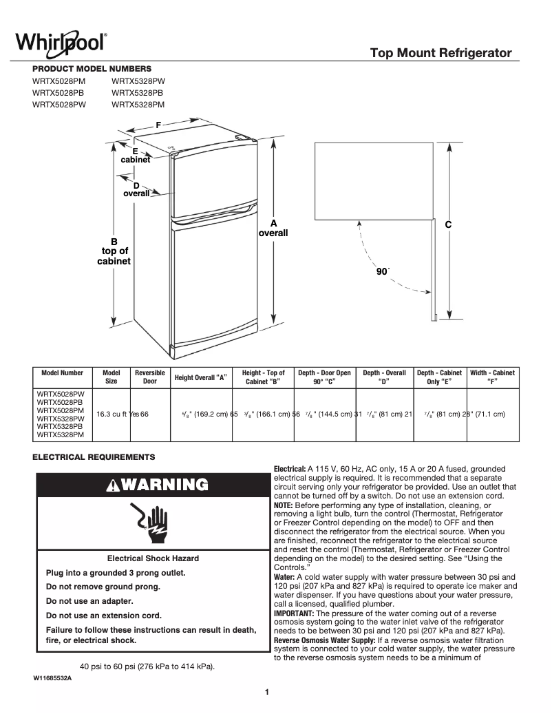 Image de la première page du manuel de l'appareil WRTX5028PM