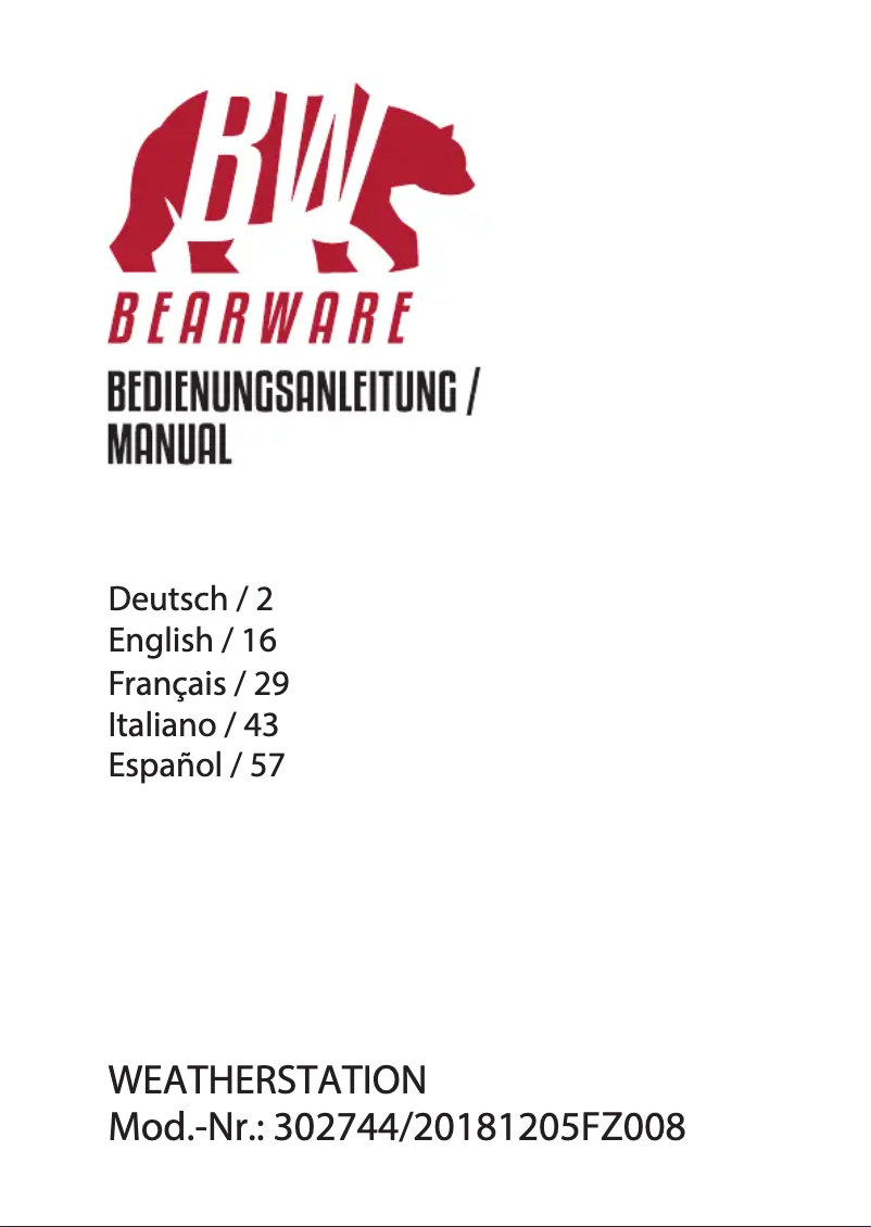 Page 1 de la notice Manuel utilisateur Bearware 302744