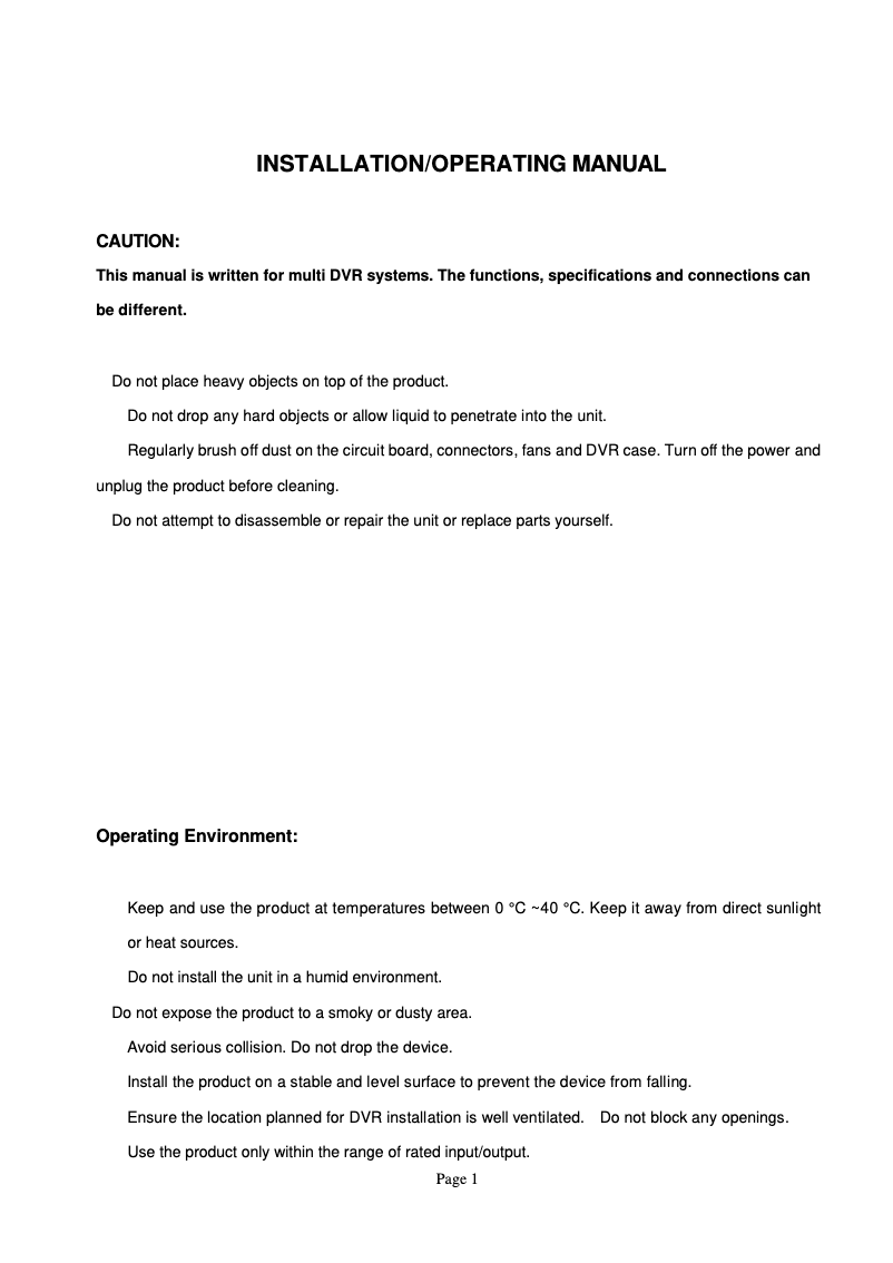 Page n°1 - Manuel utilisateur Smartwares DVR524S