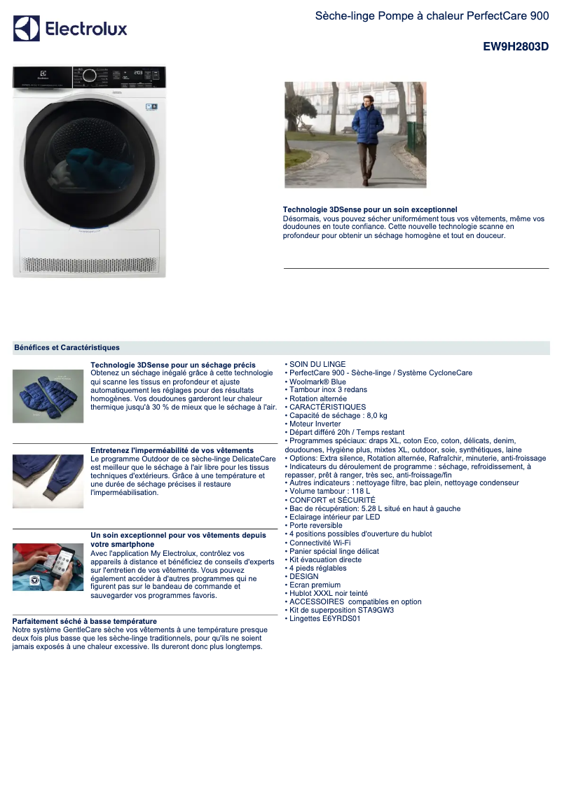Image de la première page du manuel de l'appareil EW9H2803D