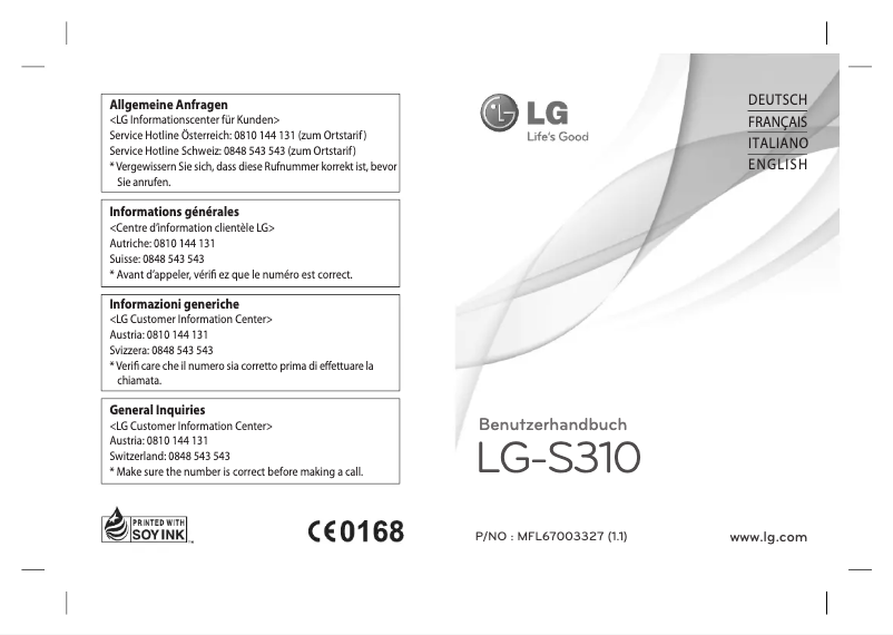 Image de la première page du manuel de l'appareil S310