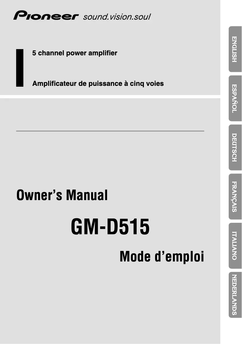Page n°1 - Manuel utilisateur Pioneer GM-D515