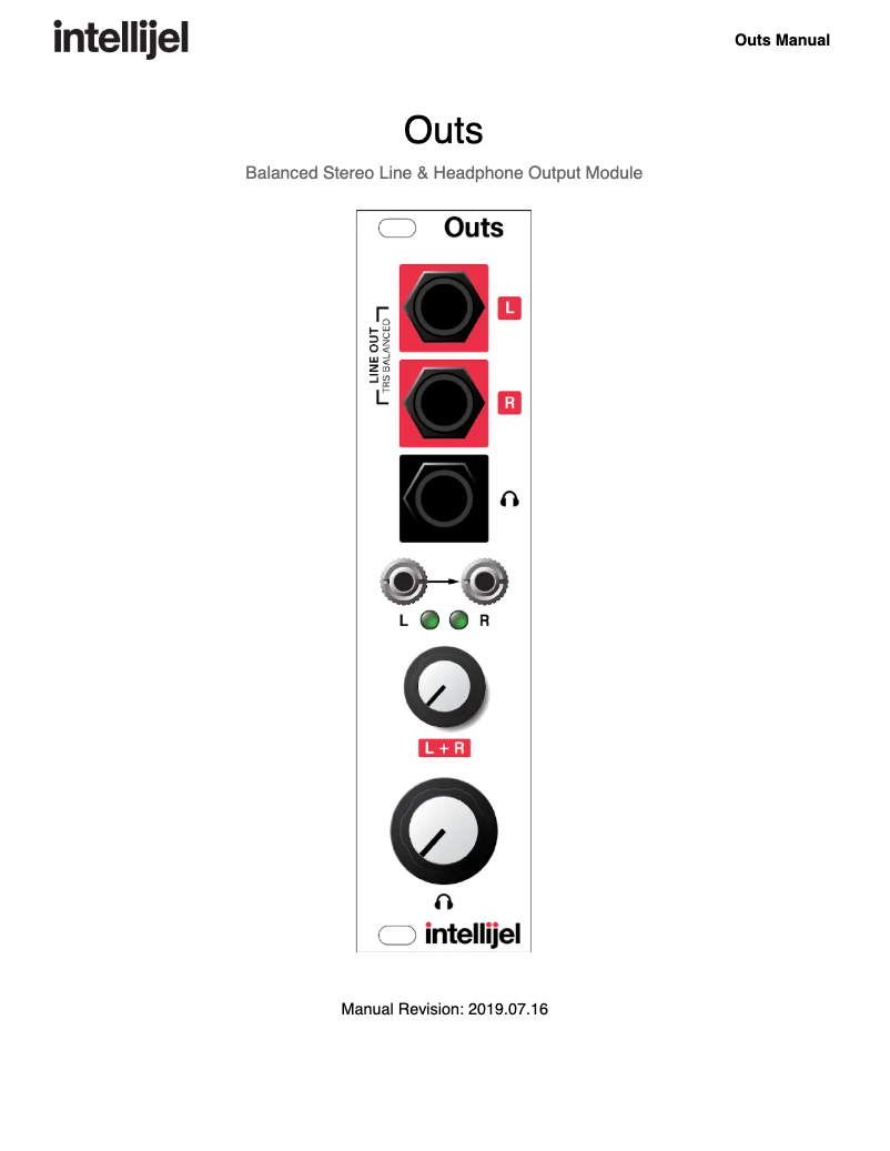 Page n°1 - Manuel utilisateur Intellijel Outs