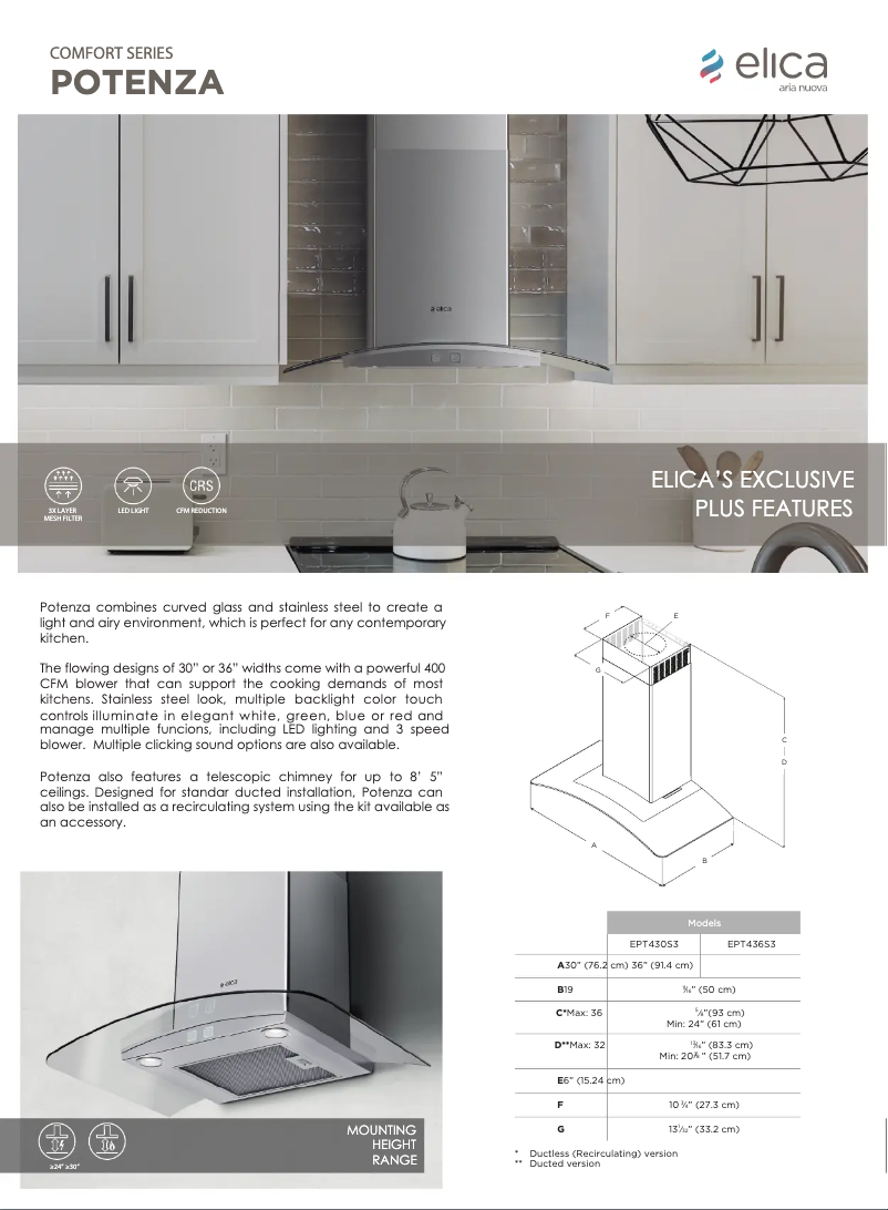 Página 1 del manual Ficha técnica Elica Potenza EPT436S2