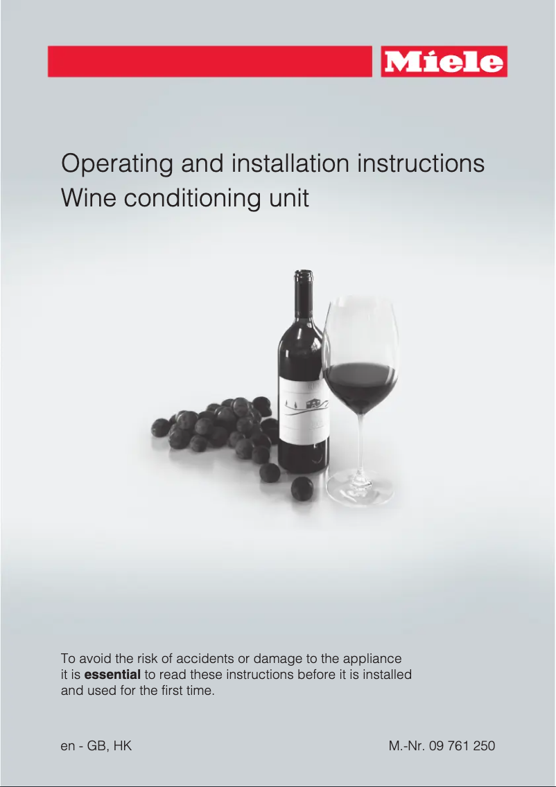 Page 1 de la notice Manuel utilisateur Miele KWT 1612 VI