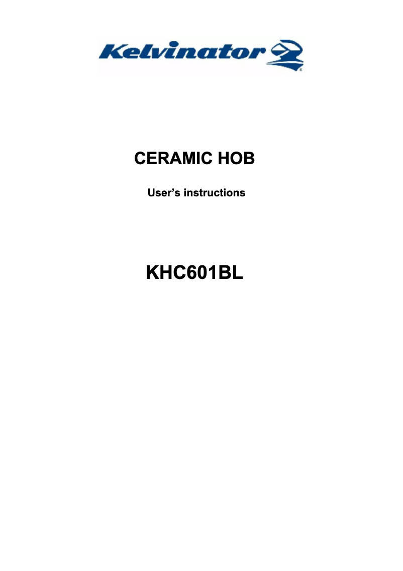 Page 1 de la notice Manuel utilisateur Kelvinator KHC601BL