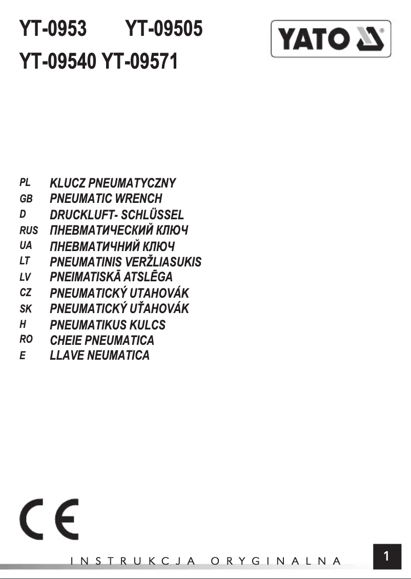 Page 1 de la notice Manuel utilisateur Yato YT-09540