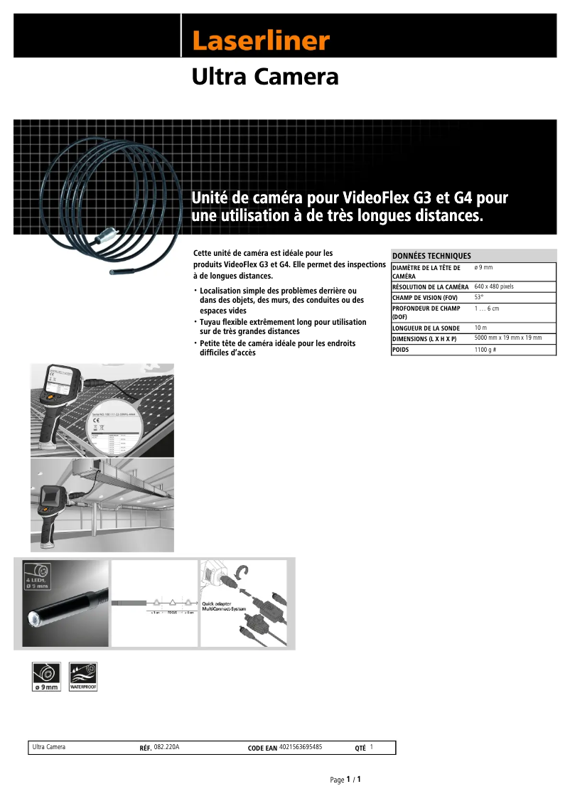 Page 1 de la notice Fiche technique Laserliner Ultra Camera
