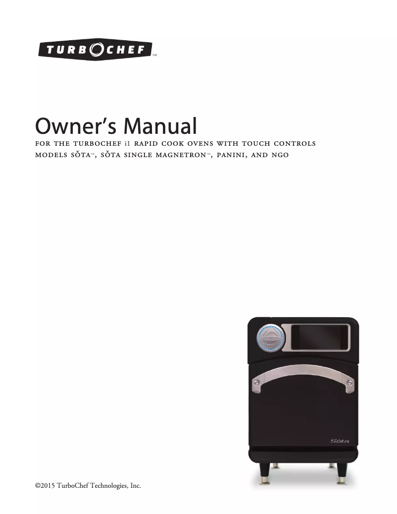 Page 1 de la notice Manuel utilisateur TurboChef Sŏta Touch