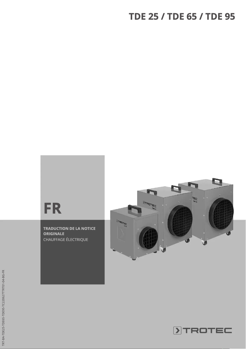 Page 1 de la notice Manuel utilisateur Trotec TDE 25