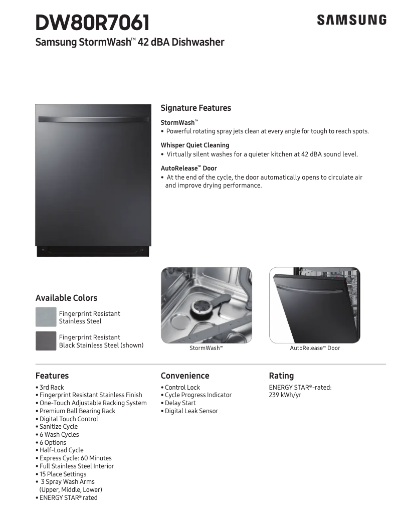 Image de la première page du manuel de l'appareil DW80R7061UG