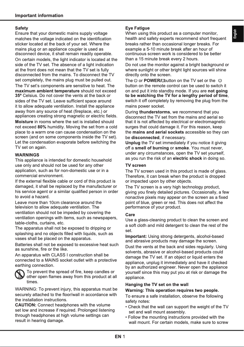 Page 1 de la notice Manuel utilisateur TCL U40S6806S