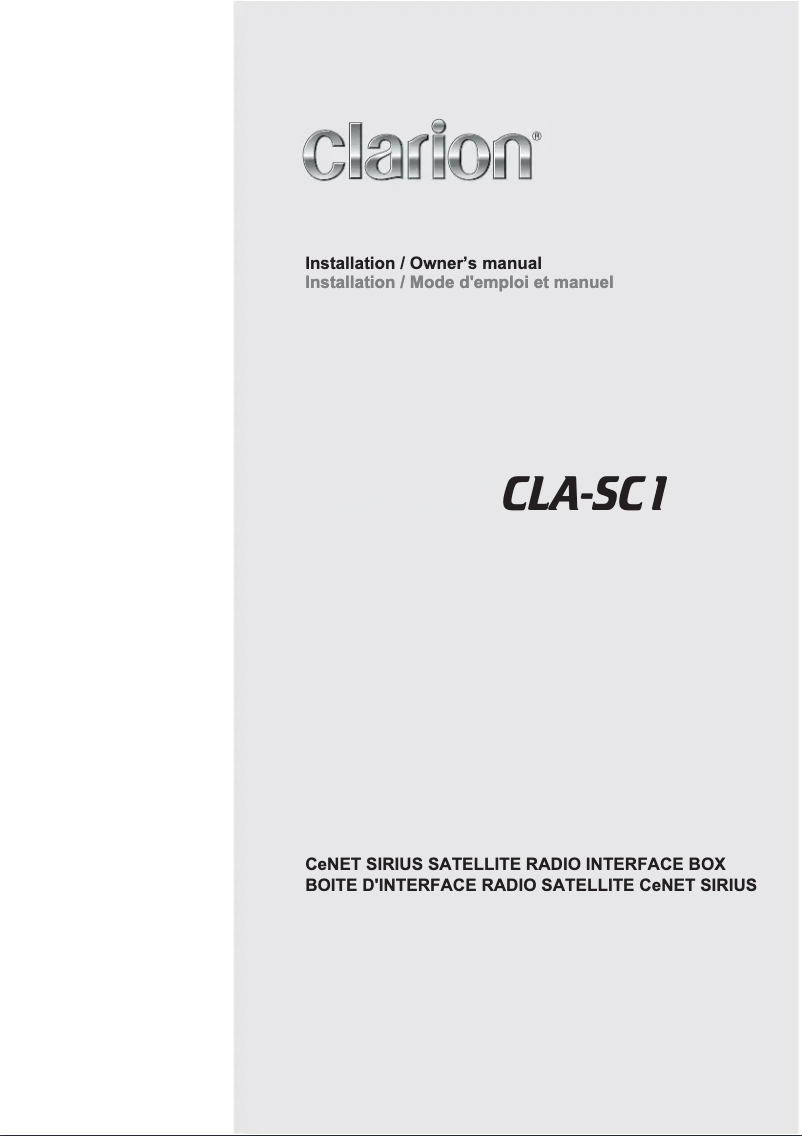 Page 1 de la notice Manuel utilisateur Clarion CLA-SC1
