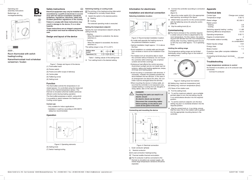 Page 1 de la notice Manuel utilisateur Berker 20297106