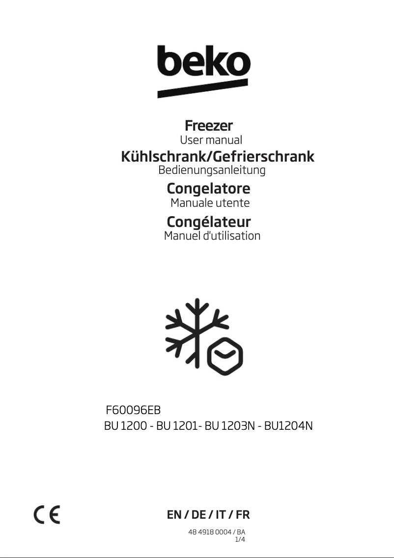 Page 1 de la notice Manuel utilisateur Beko BU1204N