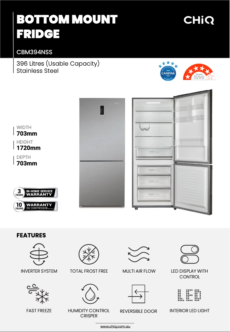 Page 1 de la notice Fiche technique CHiQ CBM394NSS