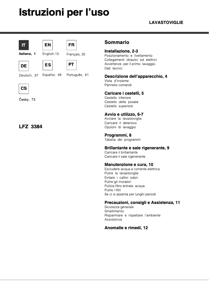 Image de la première page du manuel de l'appareil LFZ 3384 A IX_HA