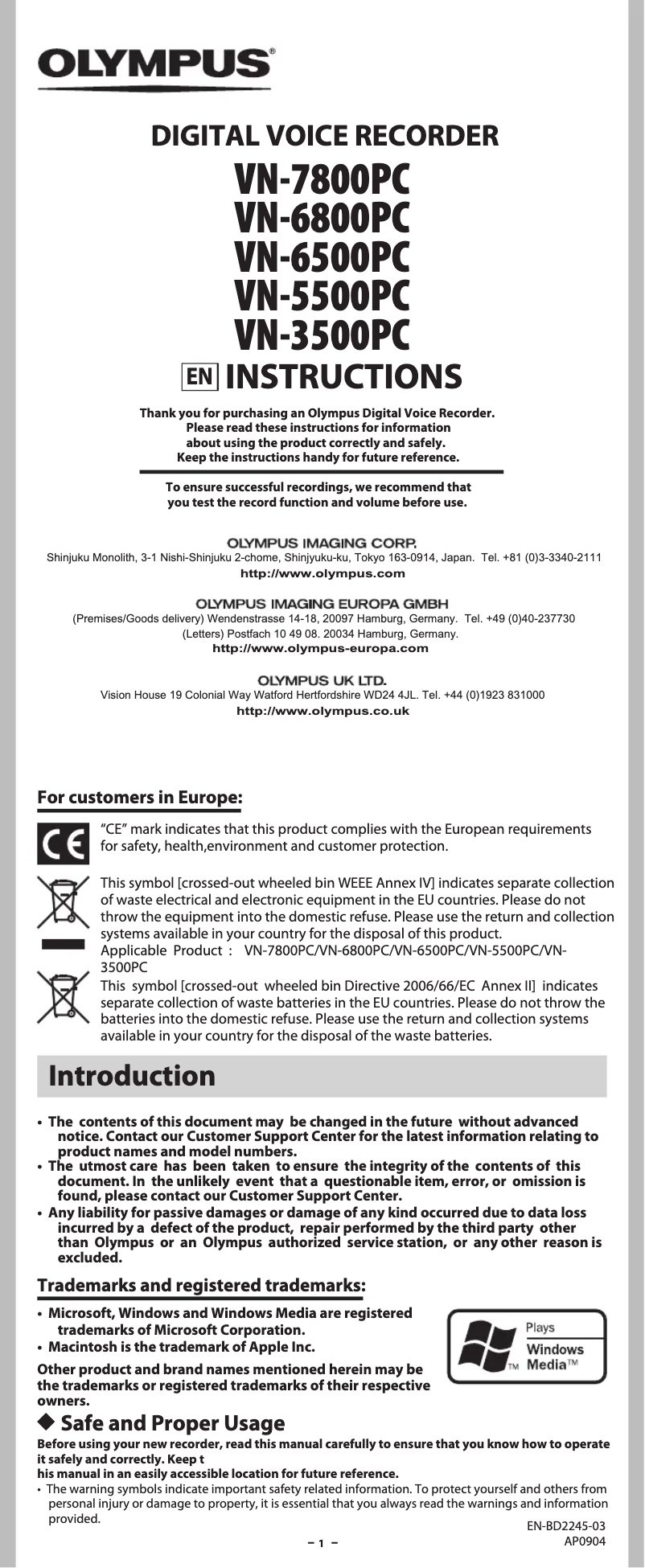 Image de la première page du manuel de l'appareil VN-6800PC