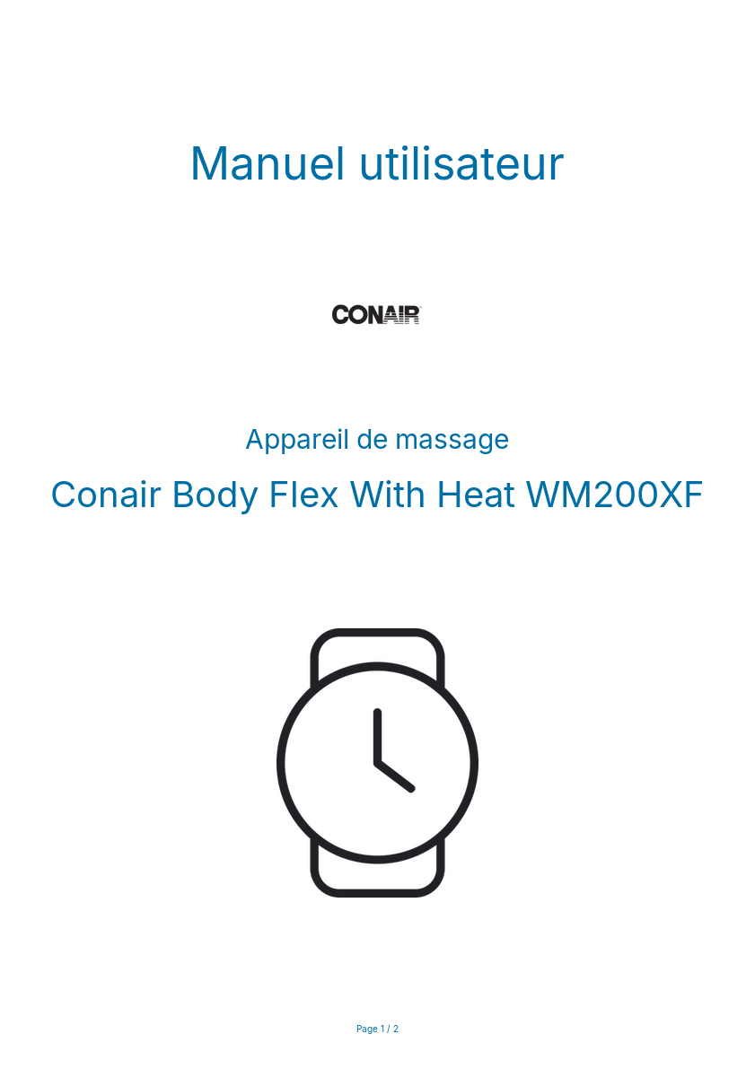 Page n°1 - Manuel utilisateur Conair Body Flex With Heat WM200XF