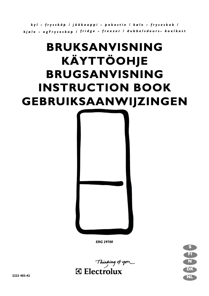 Page 1 de la notice Manuel utilisateur Electrolux ERG 29700