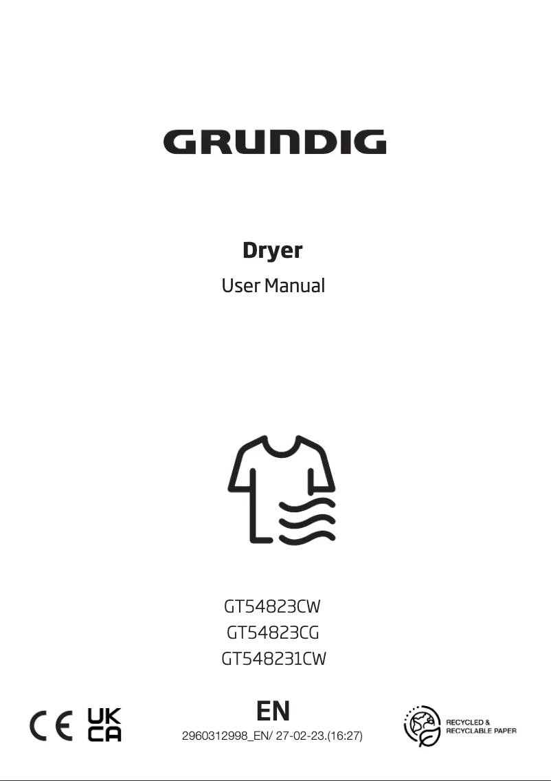 Page 1 de la notice Manuel utilisateur Grundig GT548231CW