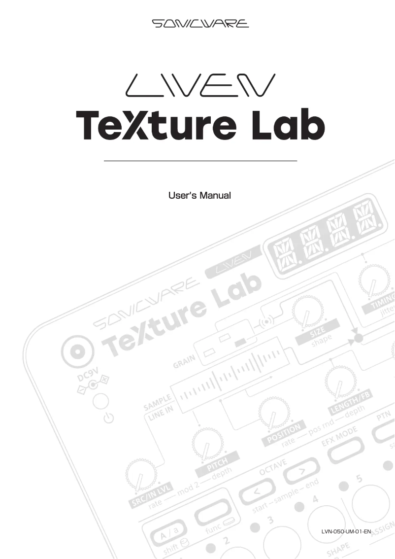 Page 1 de la notice Manuel utilisateur Sonicware Liven TeXture Lab