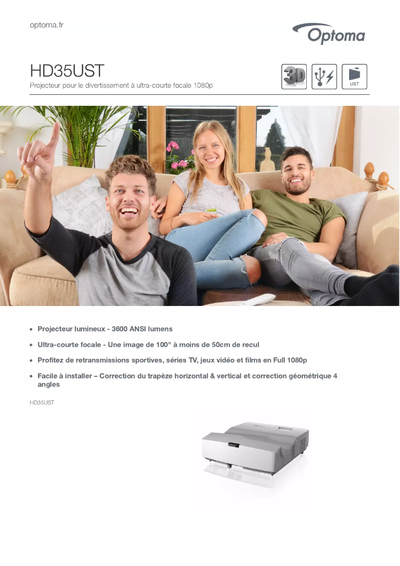 Page n°1 - Fiche technique Optoma HD35UST