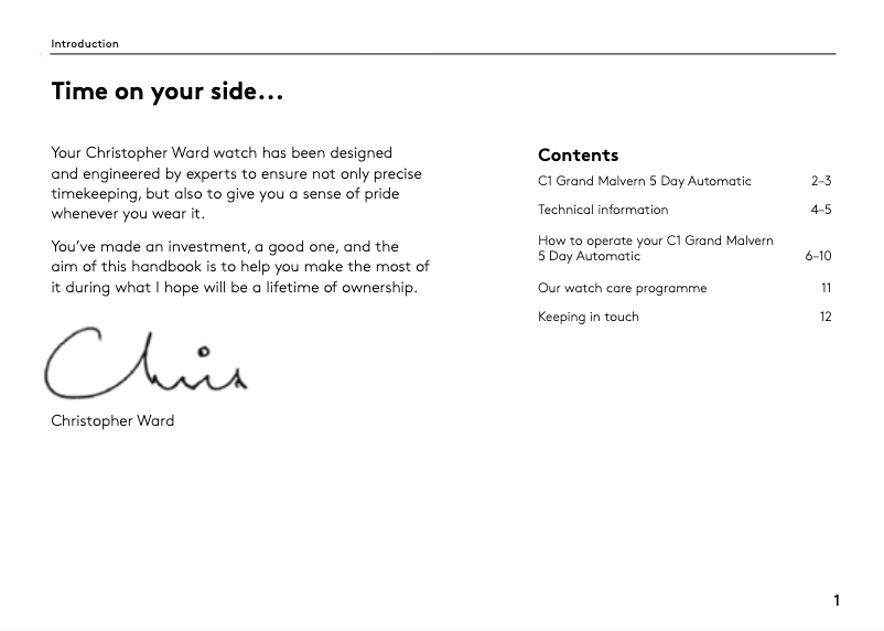 Image de la première page du manuel de l'appareil C1 Grand Malvern 5 Day Automatic
