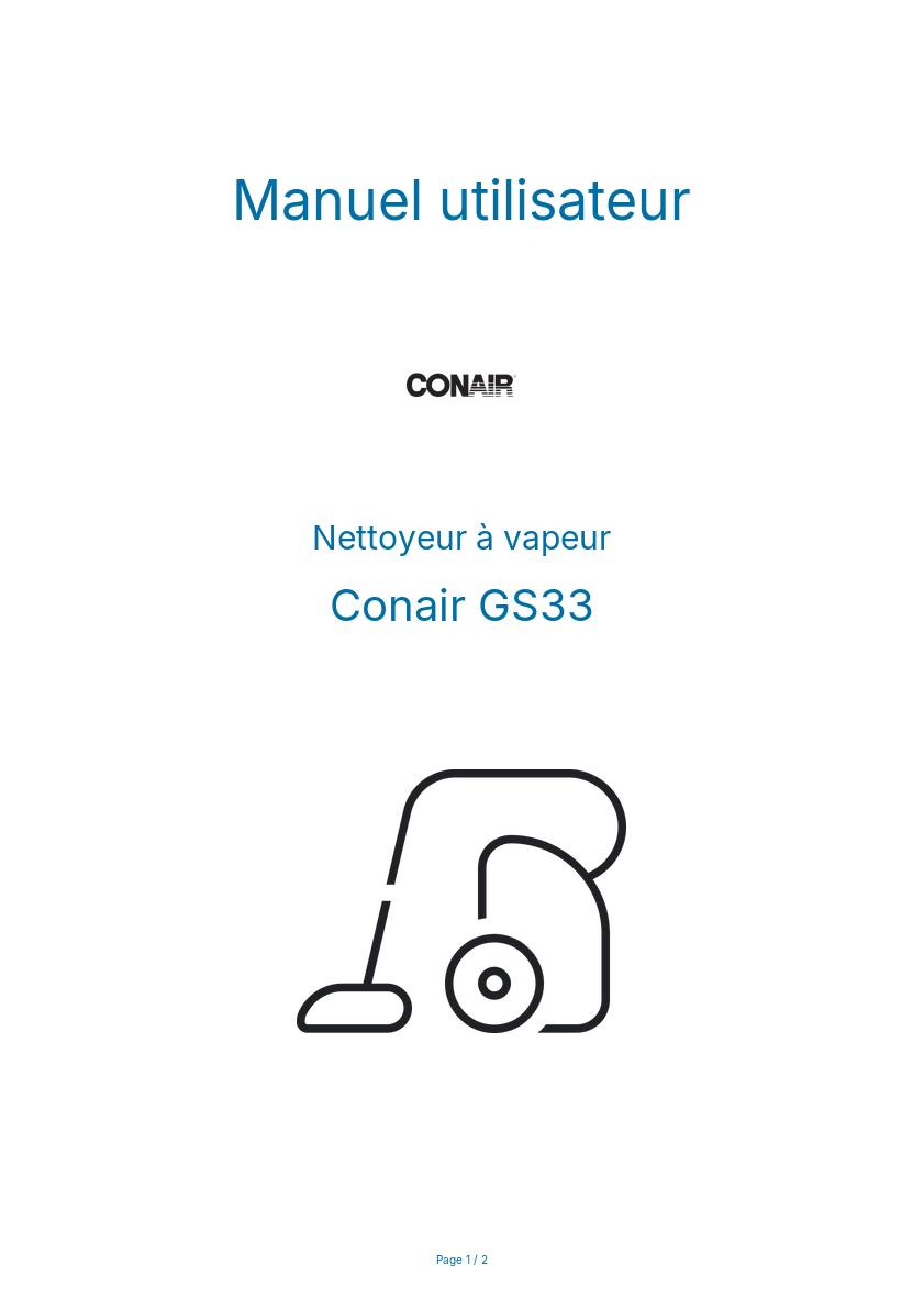 Page n°1 - Manuel utilisateur Conair GS33