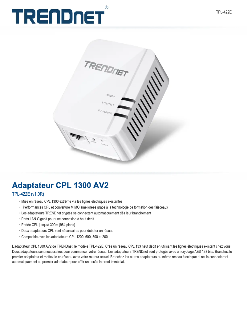 Image de la première page du manuel de l'appareil TPL-422E